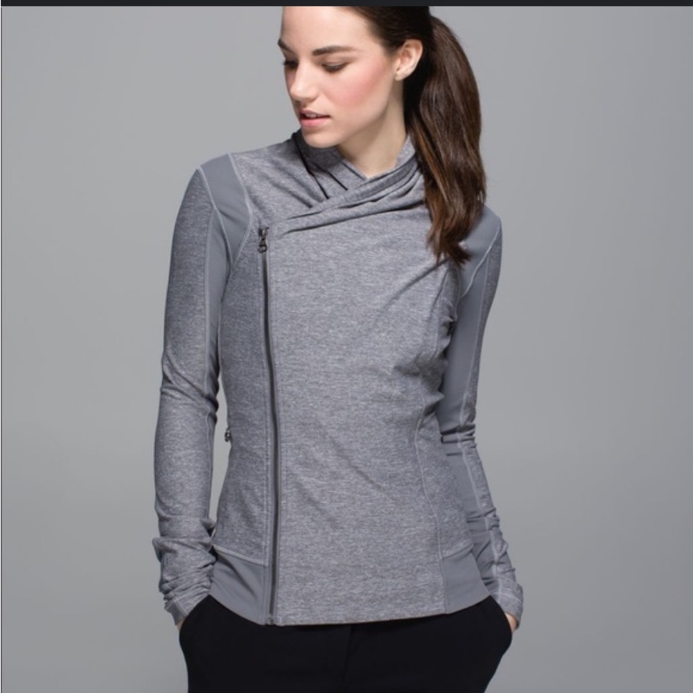 Lululemon bhakti yoga heathered slate gray jacket sweater sz 4